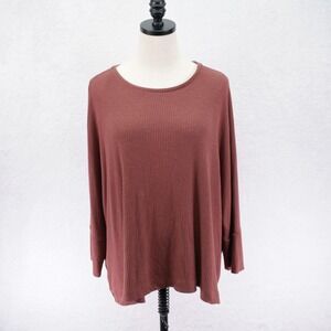 Ann Taylor Loft XL Purple Brown Oversized Knit Sweater Round Neck Pullover Polye